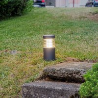 Lucande LED pedestal light Lucius, 27cm, anthracite, IP54