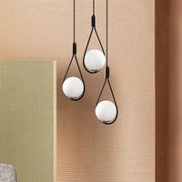 Opviq Mudoni MR-938 pendant light, 3-bulb, round, black/opal glass