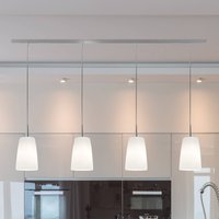 Casablanca Mesa hanging light, white, glass, 4-bulb, 120 cm, E27
