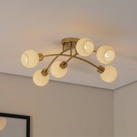 Argon Marlo taklampa, mässingsfärgad, opalglas, 6 lampor