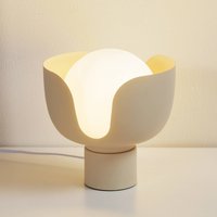 Lindby table lamp Fiora, beige, glass, metal, Ø 20 cm
