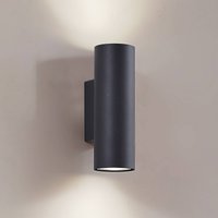 Lindby vägglampa Joffrey, 18 cm, svart, upp/ner, GU10