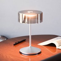 Sigor Numotion LED rechargeable table lamp, silver, glass, IP54, dimmable