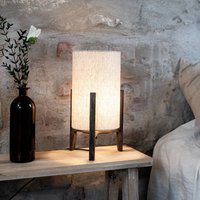 Markslöjd Eruca table lamp, height 39 cm, brown/beige, wood/linen