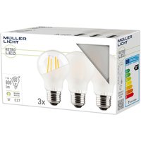 Müller-Licht LED-lampa E27 7W 827 matt 3-pack