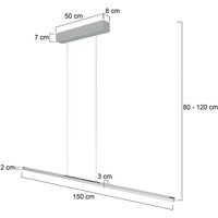 Steinhauer LED-hänglampa Bande, 150 cm, upp/ner, stål, CCT, dimmer