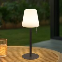 Lindby LED battery lamp Azalea, white/brown, 45 cm, CCT, IP44