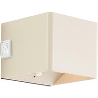 Brilliant LED-uppladdningsbar utomhusvägglampa Iseo, beige, bredd 10 cm, sensor