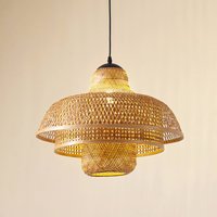 Lucande hänglampa Rasmina, bambu, Ø 50 cm, 1 lampa