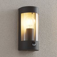 Lindby utomhusvägglampa Junias, 24 cm, antracit, sensor