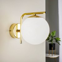 Domiluce Aurora wall light, gold-coloured, glass, 17 cm high, sphere, E14