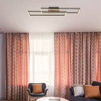 Globo Dakari LED ceiling lamp, length 80 cm, black/dark wood