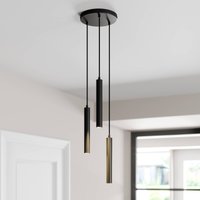 Arcchio LED-pendellampa Franka, 3 lampor, Ø 24 cm, svart