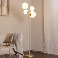 ALDEX Golvlampa Joel, mässing/vit, 4 lampor