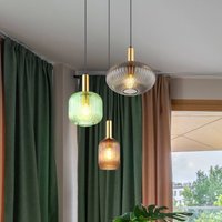 Globo Normy pendant light, Ø 55 cm, coloured, glass, 3-bulb.