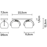Fabbian Beluga White taklampa direkt 2 lampor