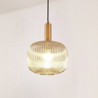 Suspension Lindby Doroteo, à 1 lampe, gris, verre