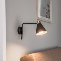 Euluna Vägglampa Avalone, utskjutande del 34 cm, svart/mässing