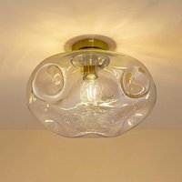 Lindby taklampa Lelia, bärnstensfärgad, glas, Ø 35 cm