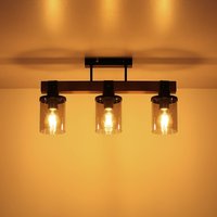 Globo Taklampa Lila med träbalkar, 3 lampor