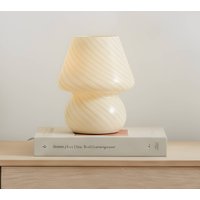 Lindby table lamp Andriana, yellow/white, glass, Ø 15 cm