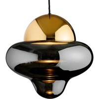 DESIGN BY US LED-pendellampa Nutty XL, rökgrå / guldfärgad, Ø 30 cm