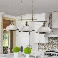Searchlight Bistro Bar pendant light 3-bulb brass/opal
