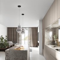 Fabas Luce LED-hänglampa Noa, grå, glas, Ø 25 cm, CCT, dimbar