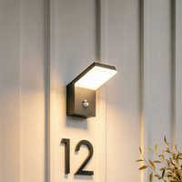 Arcchio LED-utomhusvägglampa Yolena, sensor, antracit, aluminium
