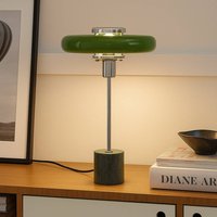 Lampe à poser Lindby Branford, rétro, verte, métal/marbre