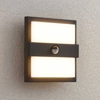 Lucande LED-utomhusvägglampa Gylfi, 20 cm, svart, sensor