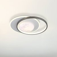 Globo Moon LED ceiling light, black/grey, metal, 37 cm