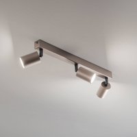 TK Lighting Top downlight, adjustable, brown, 3-bulb linear