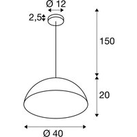 SLV hänglampa Forchini M, 40 cm, svart/guldfärgad, metall