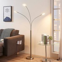 Lindby LED-golvlampa Anea, 168 cm, 3 lampor, nickelfärgad