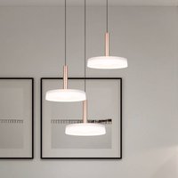Trio Lighting LED-hänglampa Celeste, vit/brun, Ø 35 cm 3 lampor glas dimbar