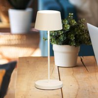 FH Lighting Asena Pro LED rechargeable table lamp, sand beige, 30 cm metal, IP54