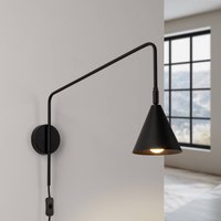 SOLLUX LIGHTING Applique murale LYS, noir, Ø 14 cm, métal, fiche, E14