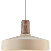 Pendellampe Elvas, beigefarben, Ø 37 cm, Metall/Marmor