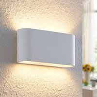 Lindby wall light Mavora, rounded, 25 cm, white, plaster, G9