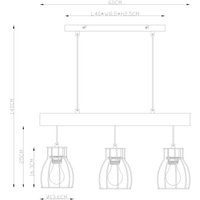 Globo Mina pendant light, length 60 cm, black/brown, 3-bulb.