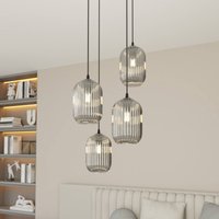 EMIBIG LIGHTING Verdi pendellampa, Ø 30 cm, svart/rökgrå, glas, 4 lampor.