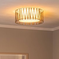 TK Lighting Plafonnier Harmony, noir, jute naturel, Ø 50 cm
