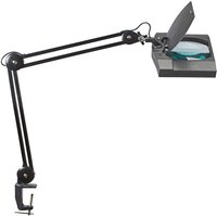 Lampa z lupą LED MAULvitrum, czarna, zacisk, metalowa