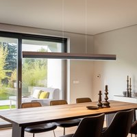 Quitani LED hanging light Keijo, black/nut, 123 cm