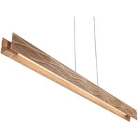 Elobra Atacama LED pendant light, oak/black, wood, length 116 cm