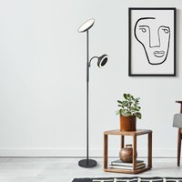 Globo LED-golvlampa Davyd, svart, 178 cm, läslampa, fläkt