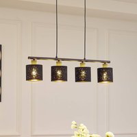 Suspension Lindby Vasilia, 75 cm, noir/doré, tissu