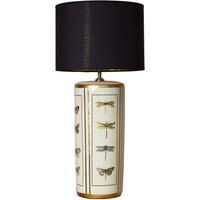 PR Home Lucca table lamp, black, height 67 cm, linen fabric, ceramic
