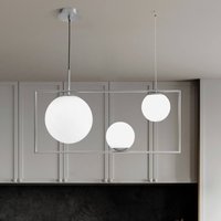 miloox by Sforzin Buble pendant light, steel-coloured, 3-bulb, glass